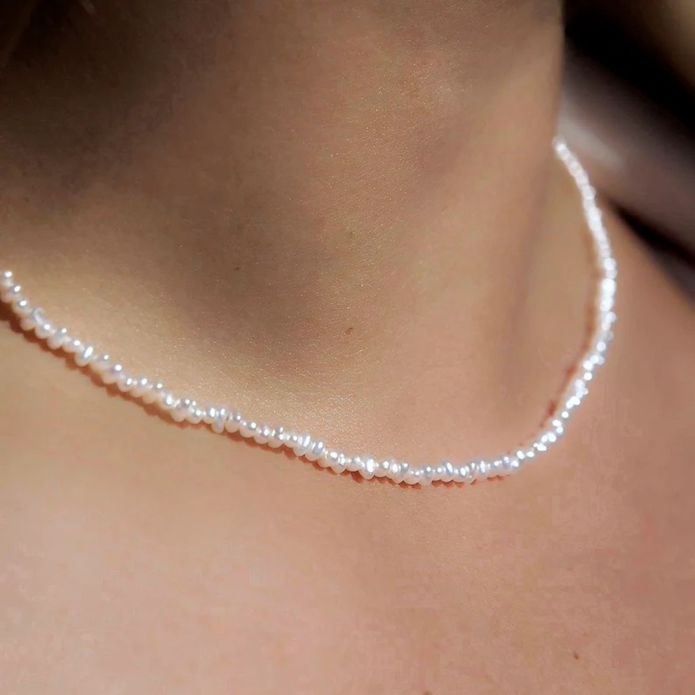 14k gold small freshwater pearl necklace